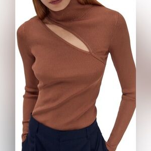Zara Rust Ribbed Knit Top